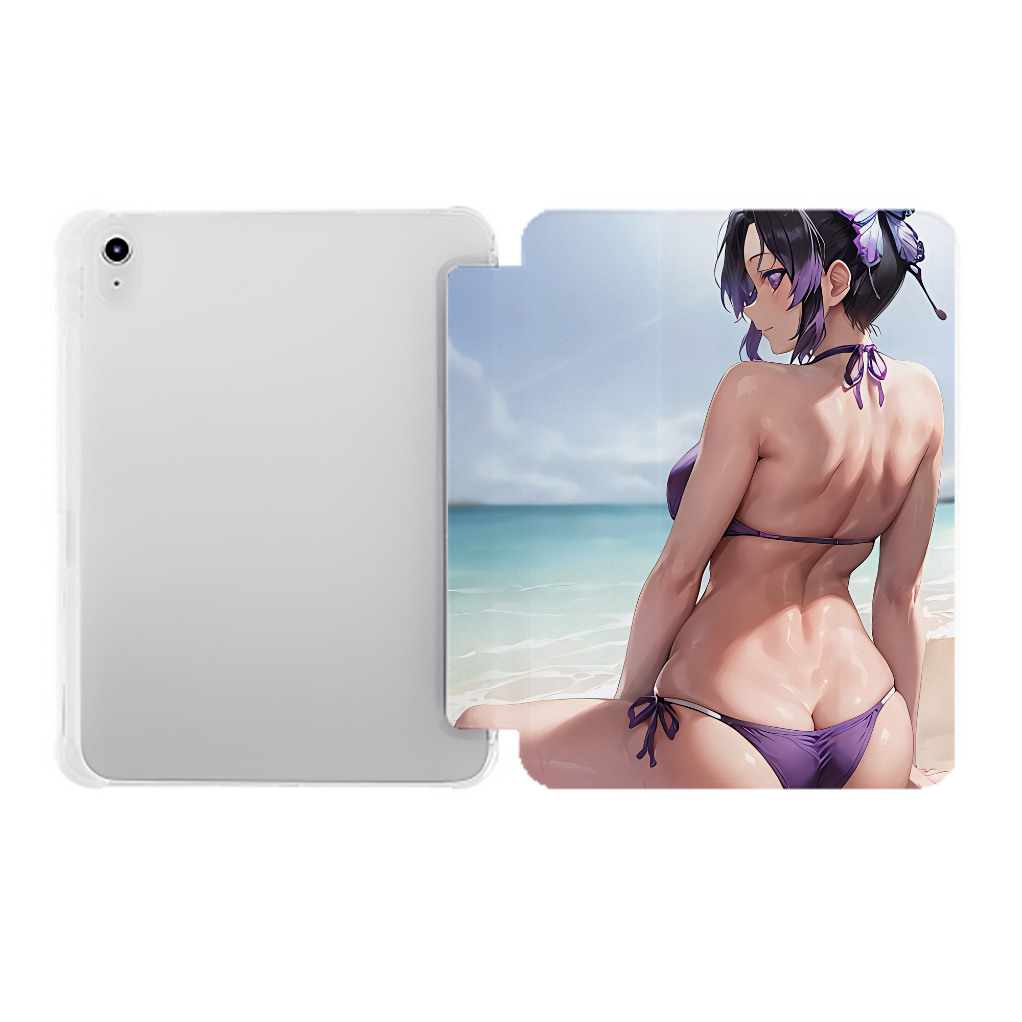（画像用） 鬼滅の刃（きめつのやいば）蟲柱-胡蝶 しのぶ／こちょう しのぶ Kochou Shinobu IPad ケース ペン収納付き 三つ折りスタンド PUレザー×シリコン 対応機種9.5/10.5/10.9インチ